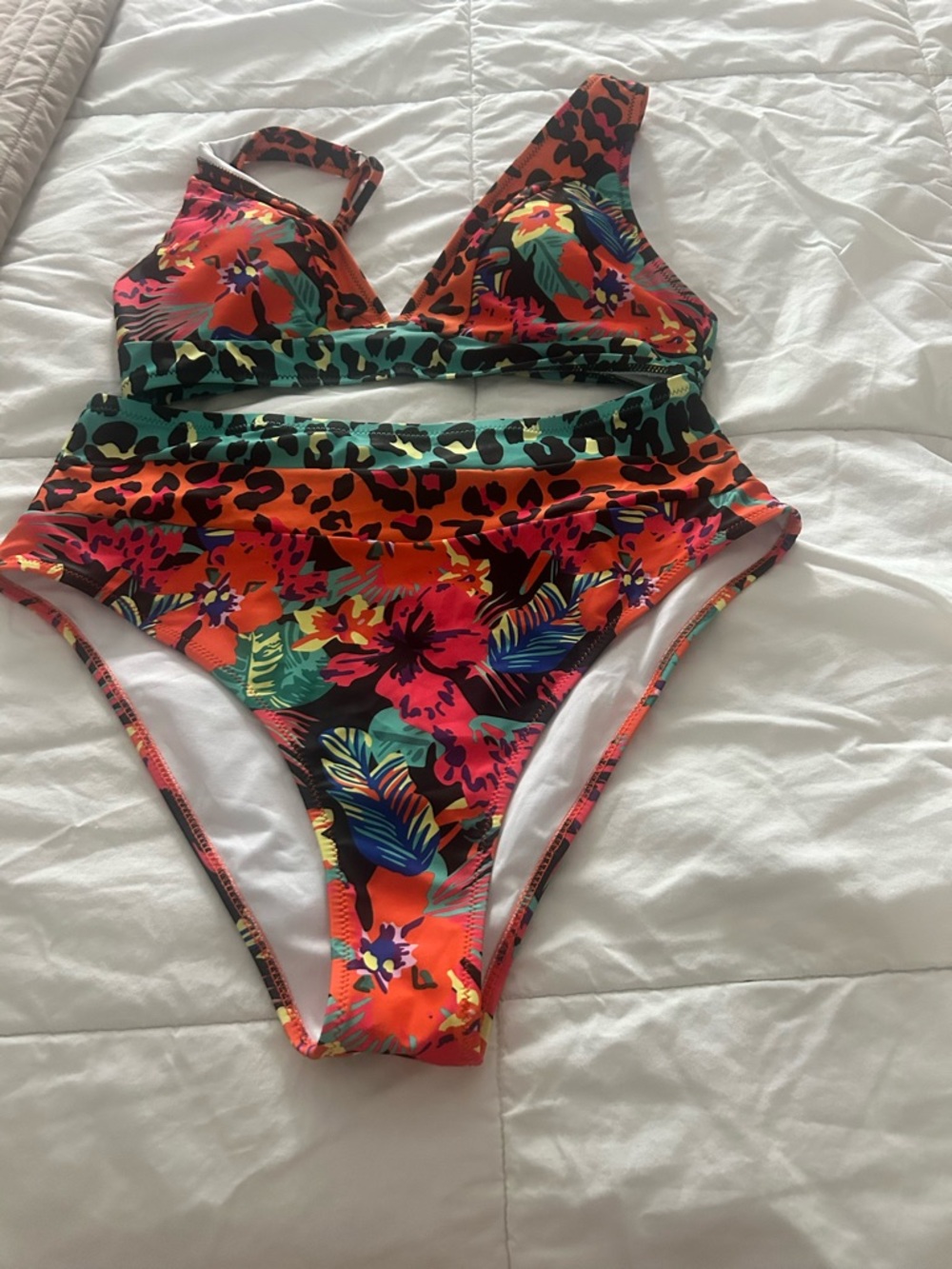 Tropical Leopard Print High-Waist Bikini Set - Multi from Amazon brand Hilinker - Picture 4 of 5